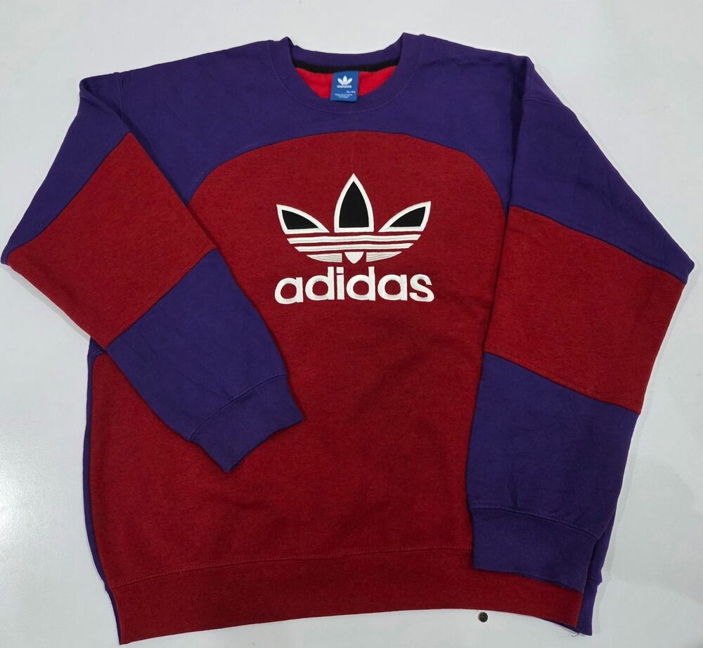 Vintage Adidas Reworked Sweatshirt – Unique Upcycled Panelled Jumper – Size XL